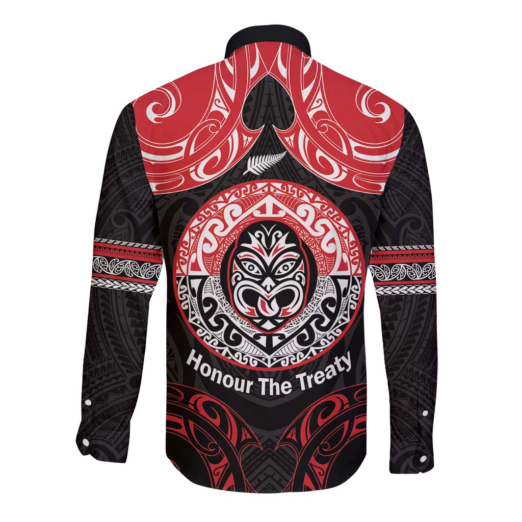 Aotearoa Toitu Te Tiriti Long Sleeve Button Shirt Haka Tiki Honour The Treaty LT14 - Polynesian Pride