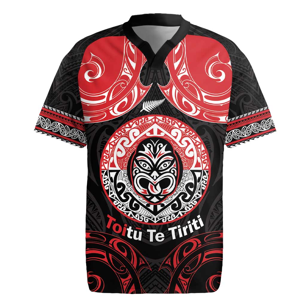 Aotearoa Toitu Te Tiriti Rugby Jersey Haka Tiki Honour The Treaty LT14 Black - Polynesian Pride