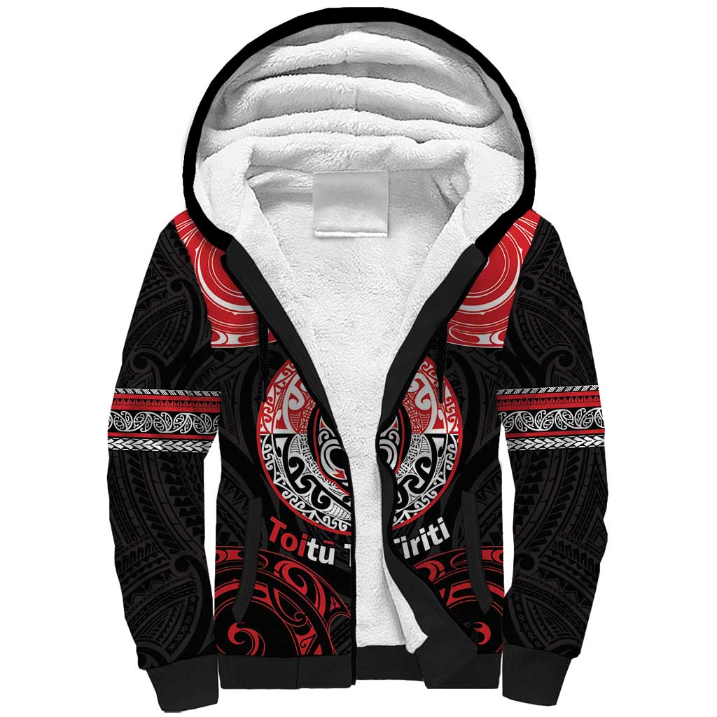 Aotearoa Toitu Te Tiriti Sherpa Hoodie Haka Tiki Honour The Treaty