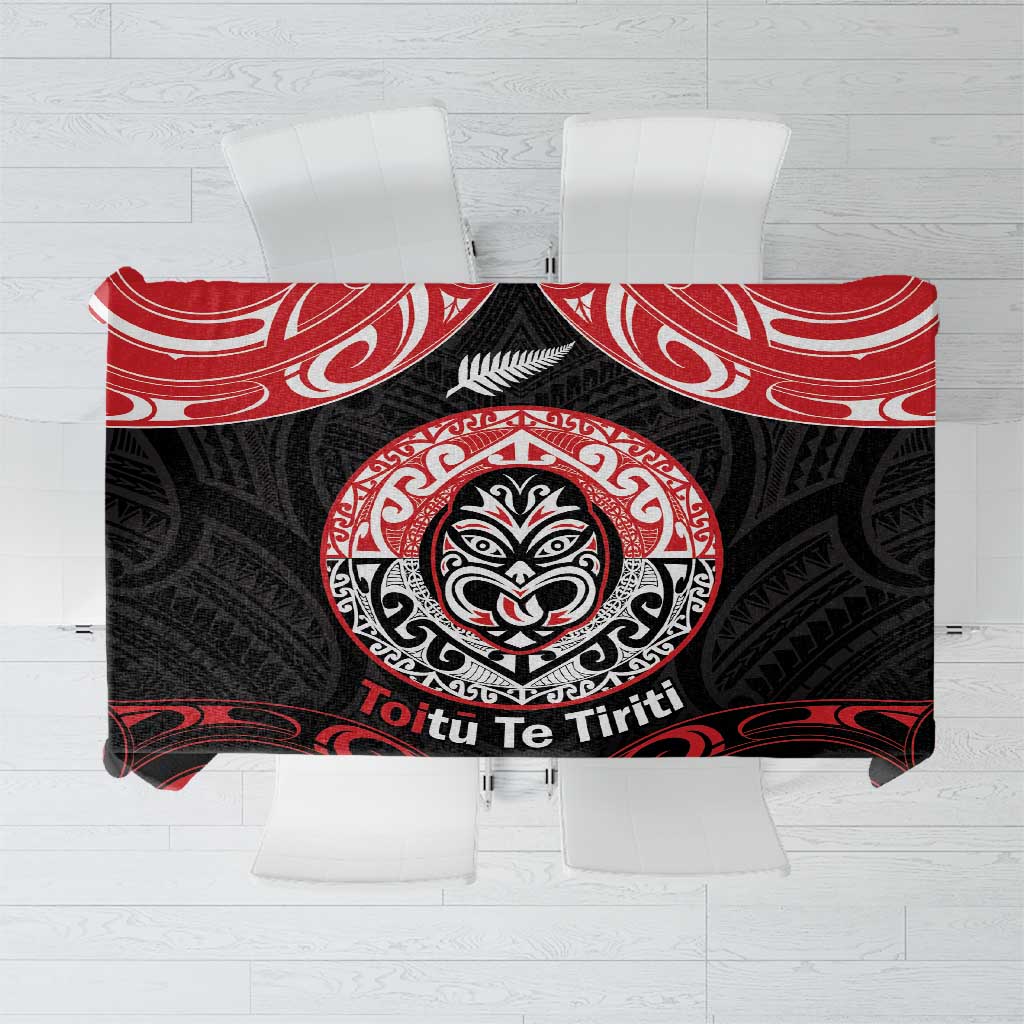 Aotearoa Toitu Te Tiriti Tablecloth Haka Tiki Honour The Treaty LT14 Black - Polynesian Pride