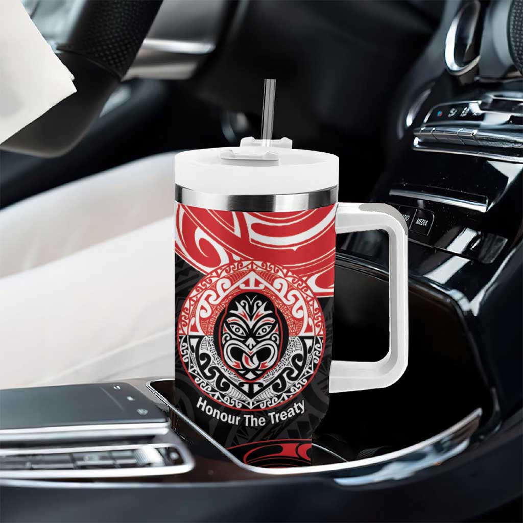 Aotearoa Toitu Te Tiriti Tumbler With Handle Haka Tiki Honour The Treaty LT14 - Polynesian Pride