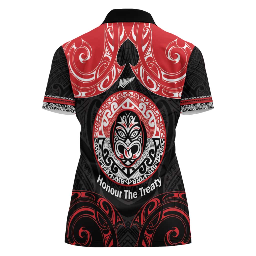 Aotearoa Toitu Te Tiriti Women Polo Shirt Haka Tiki Honour The Treaty