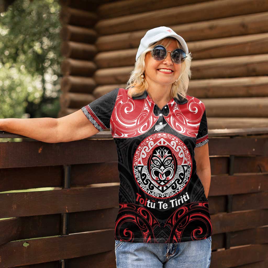 Aotearoa Toitu Te Tiriti Women Polo Shirt Haka Tiki Honour The Treaty
