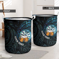 Personalized New Zealand Darts Beer Laundry Basket Paua Shell Aotearoa Maori Tattoo - Polynesian Pride