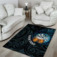Personalized New Zealand Darts Beer Area Rug Paua Shell Aotearoa Maori Tattoo - Polynesian Pride