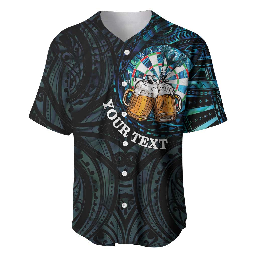 Personalized New Zealand Darts Beer Baseball Jersey Paua Shell Aotearoa Maori Tattoo - Polynesian Pride