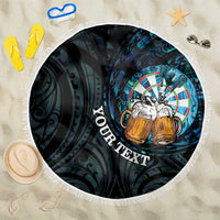 Personalized New Zealand Darts Beer Beach Blanket Paua Shell Aotearoa Maori Tattoo - Polynesian Pride