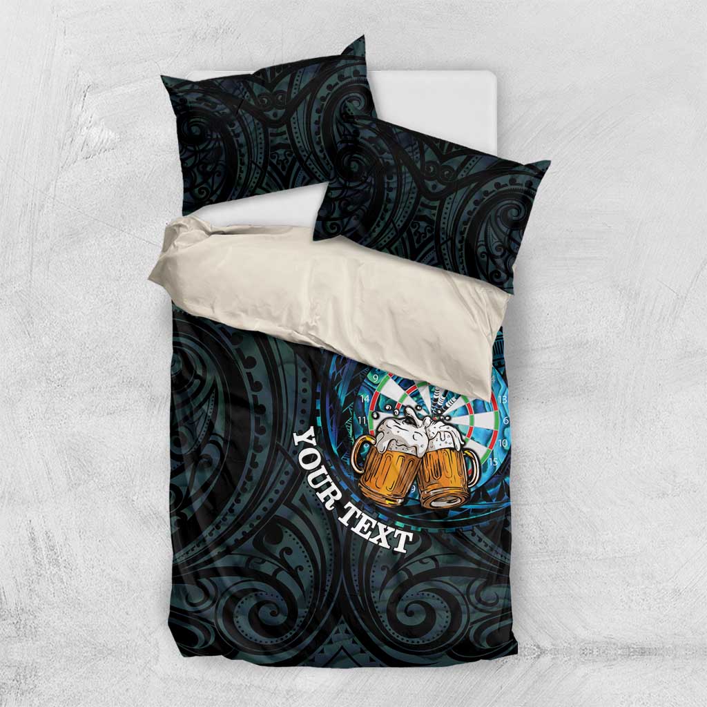 Personalized New Zealand Darts Beer Bedding Set Paua Shell Aotearoa Maori Tattoo - Polynesian Pride