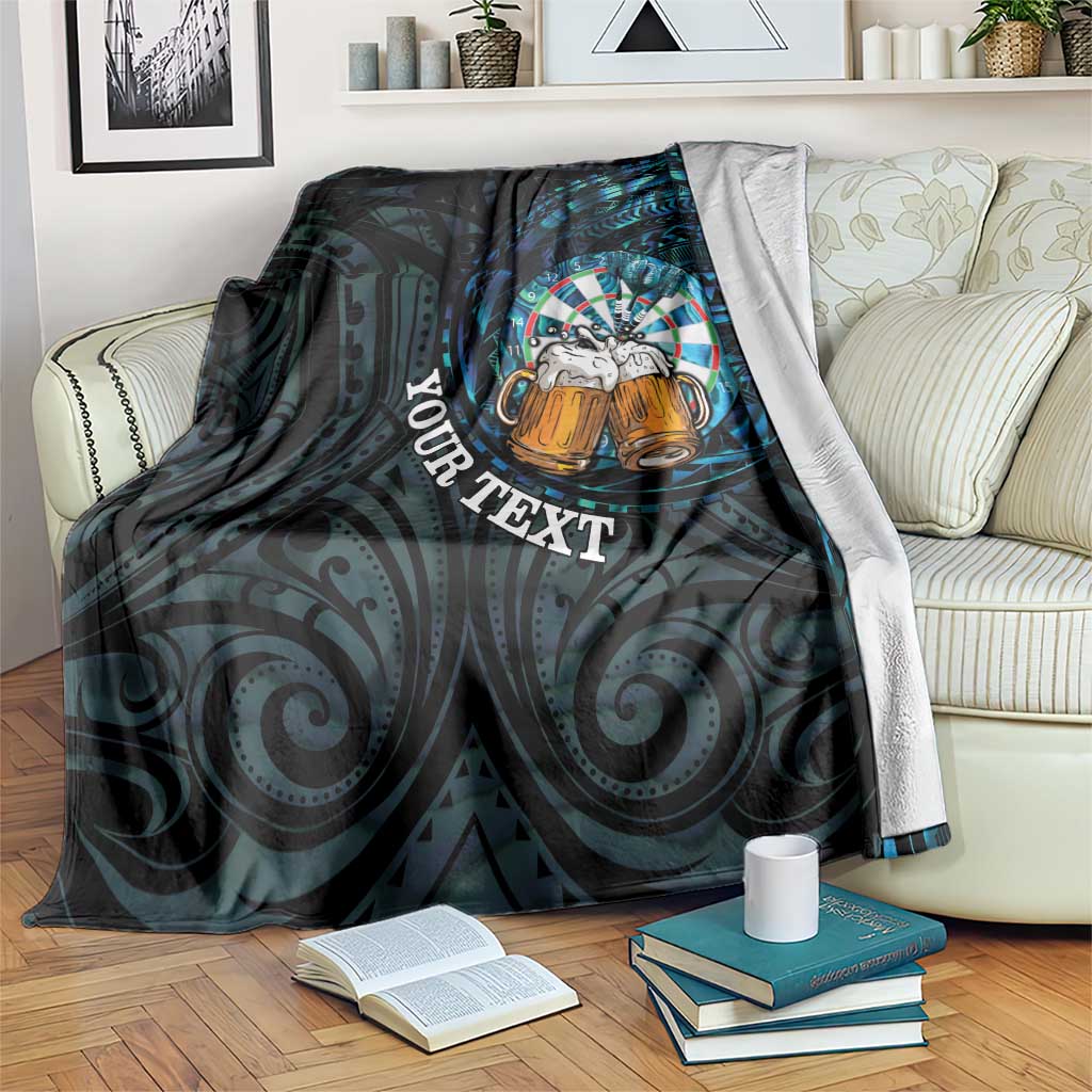 Personalized New Zealand Darts Beer Blanket Paua Shell Aotearoa Maori Tattoo - Polynesian Pride