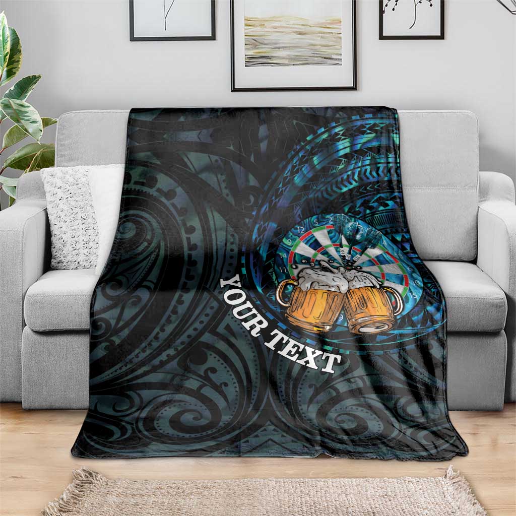 Personalized New Zealand Darts Beer Blanket Paua Shell Aotearoa Maori Tattoo - Polynesian Pride