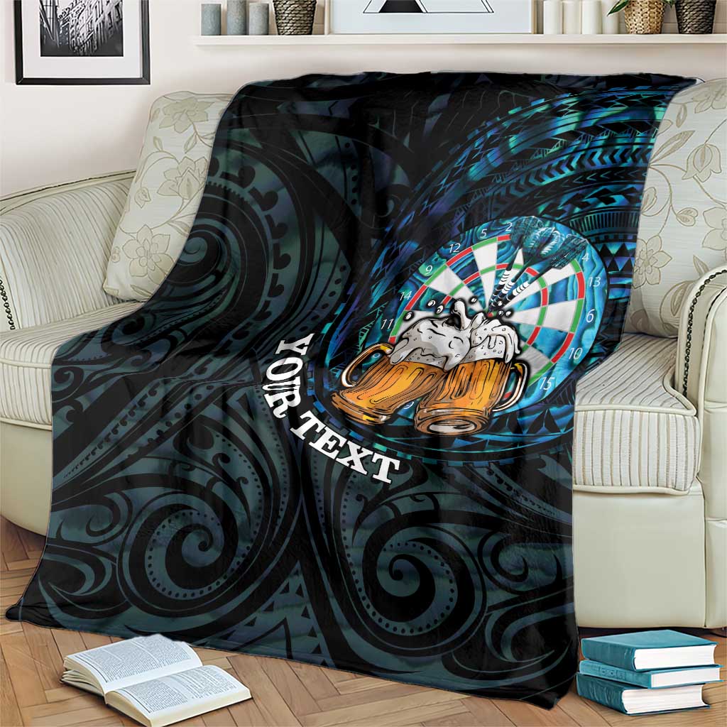 Personalized New Zealand Darts Beer Blanket Paua Shell Aotearoa Maori Tattoo - Polynesian Pride