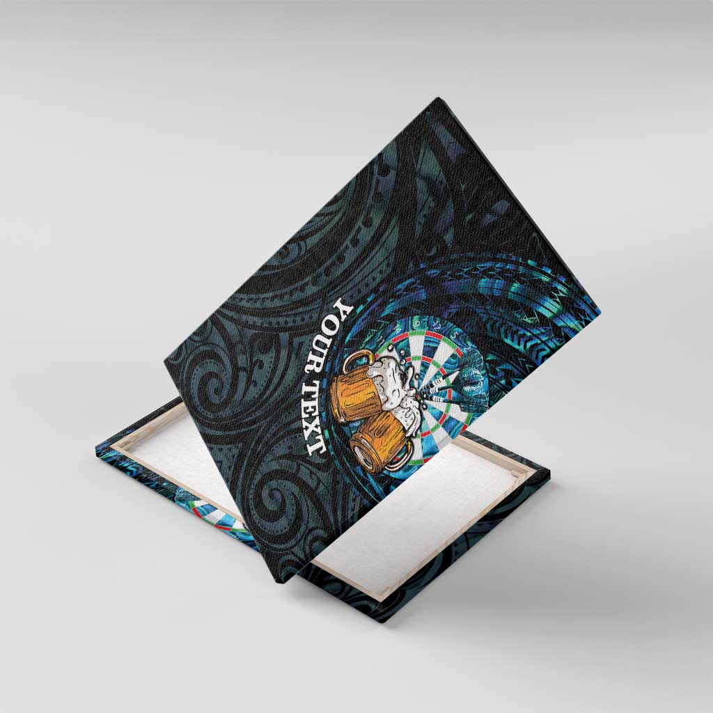 Personalized New Zealand Darts Beer Canvas Wall Art Paua Shell Aotearoa Maori Tattoo - Polynesian Pride
