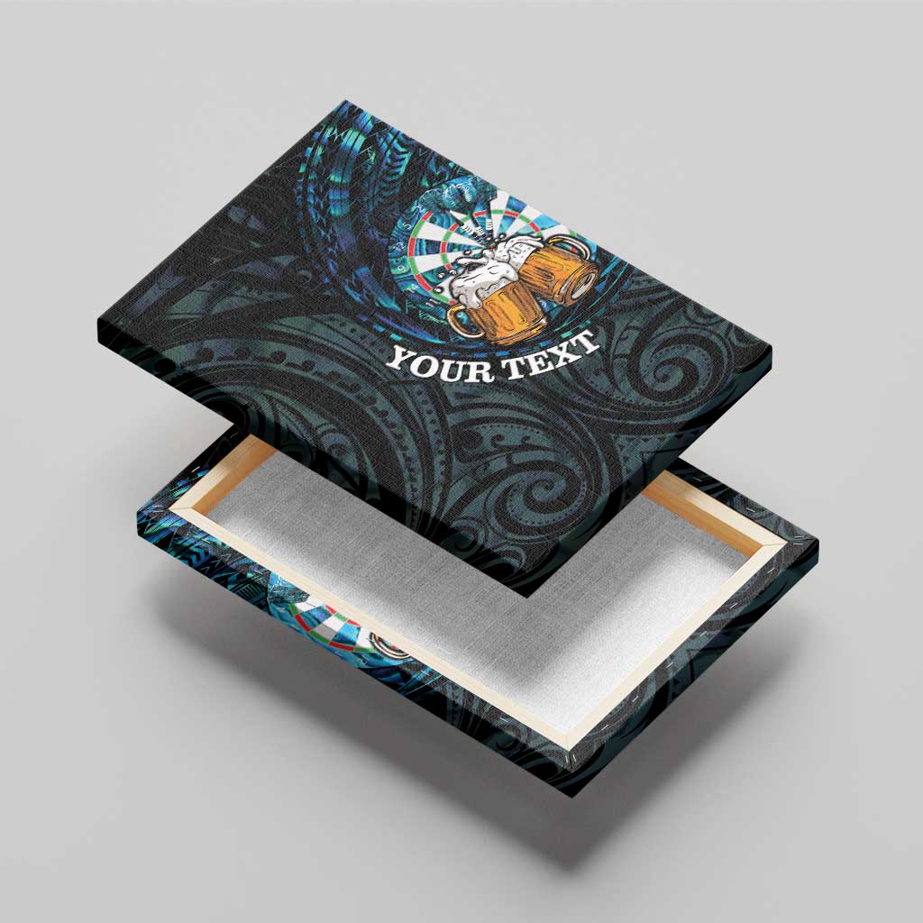 Personalized New Zealand Darts Beer Canvas Wall Art Paua Shell Aotearoa Maori Tattoo - Polynesian Pride