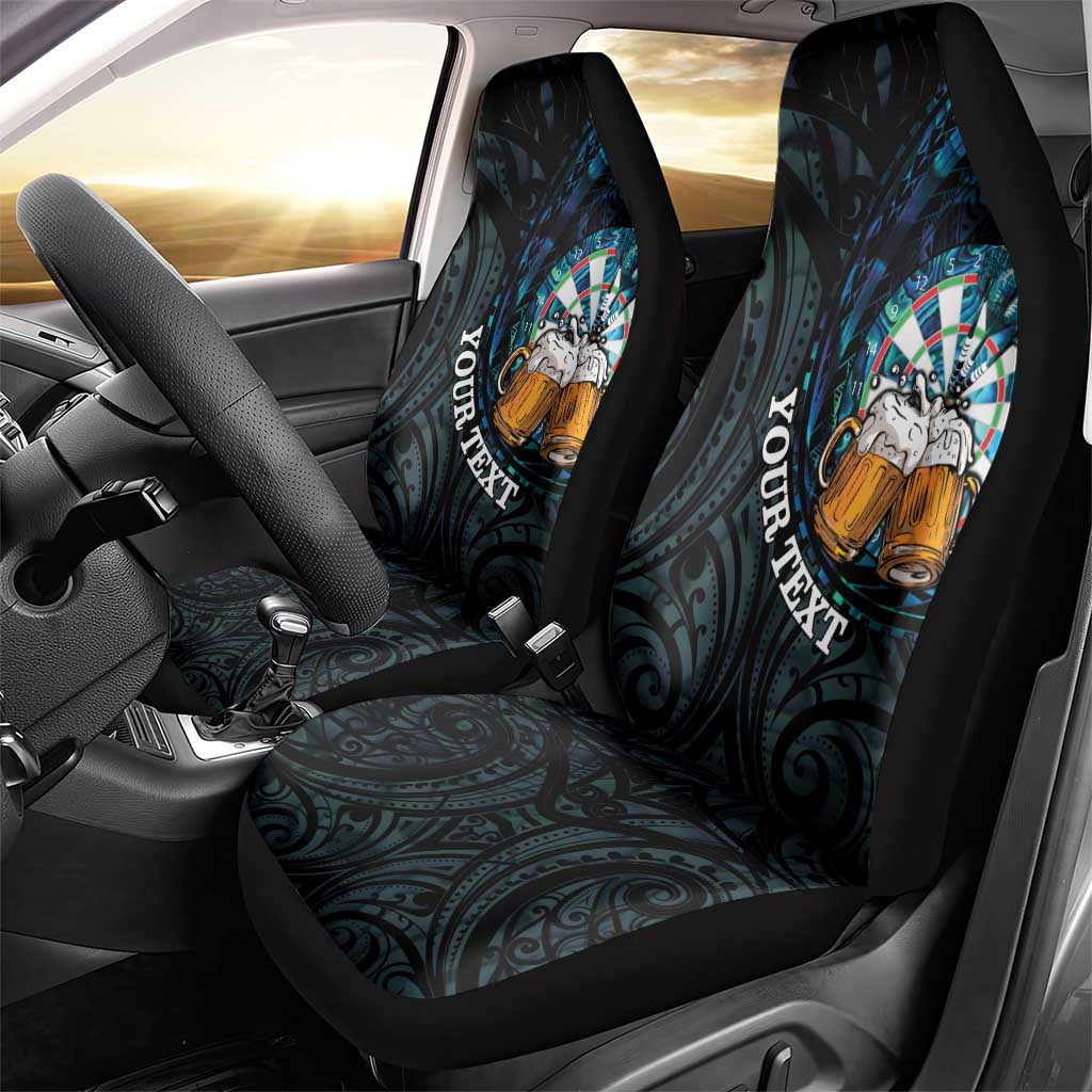 Personalized New Zealand Darts Beer Car Seat Cover Paua Shell Aotearoa Maori Tattoo LT14 - Polynesian Pride