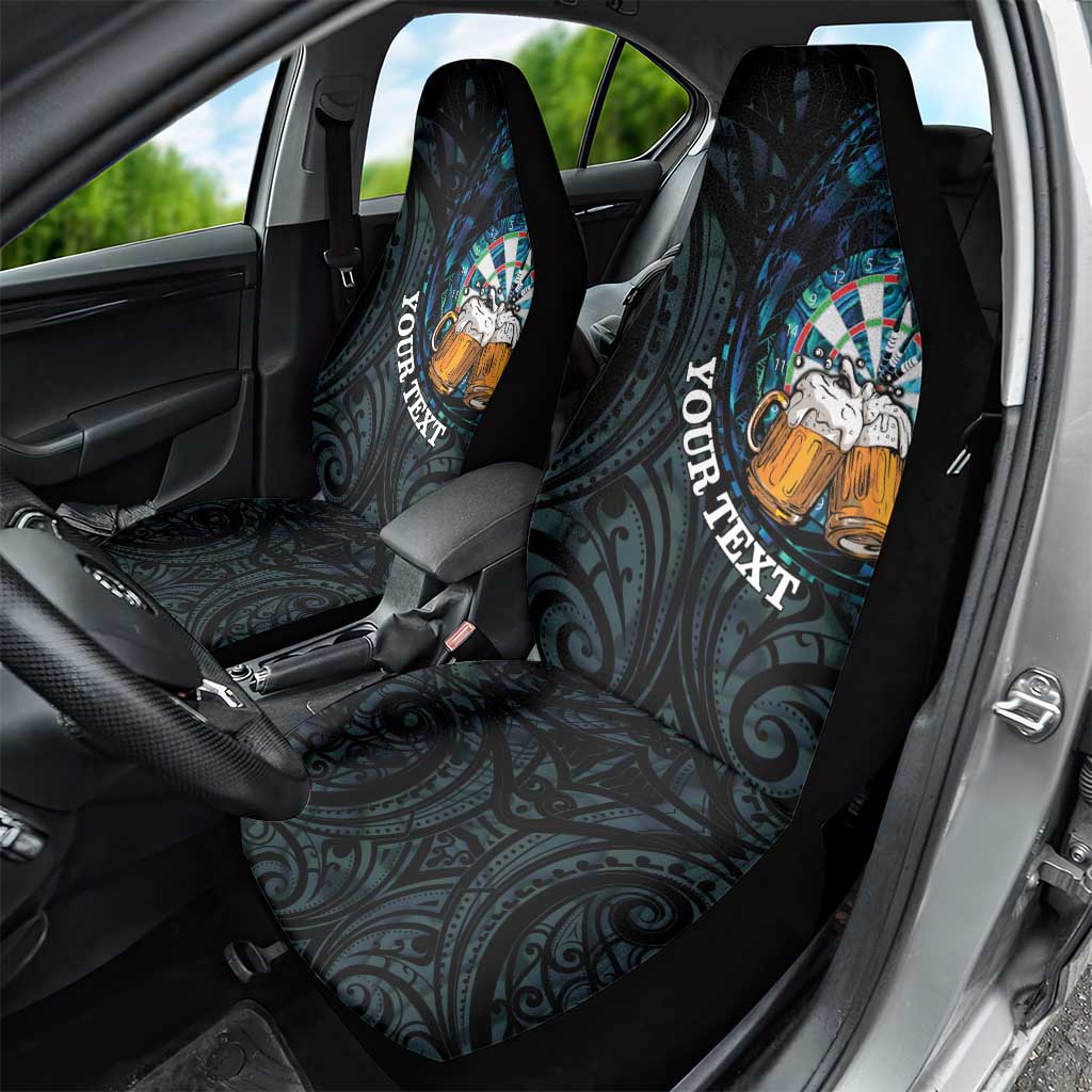 Personalized New Zealand Darts Beer Car Seat Cover Paua Shell Aotearoa Maori Tattoo LT14 - Polynesian Pride