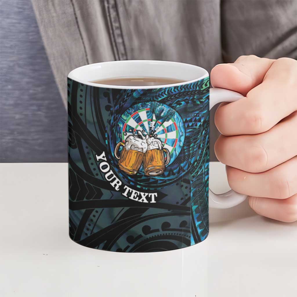 Personalized New Zealand Darts Beer Ceramic Mug Paua Shell Aotearoa Maori Tattoo LT14 - Polynesian Pride
