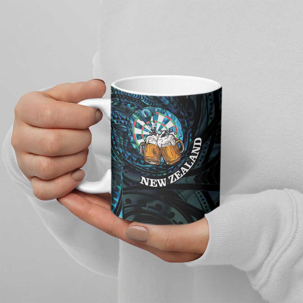 Personalized New Zealand Darts Beer Ceramic Mug Paua Shell Aotearoa Maori Tattoo LT14 - Polynesian Pride