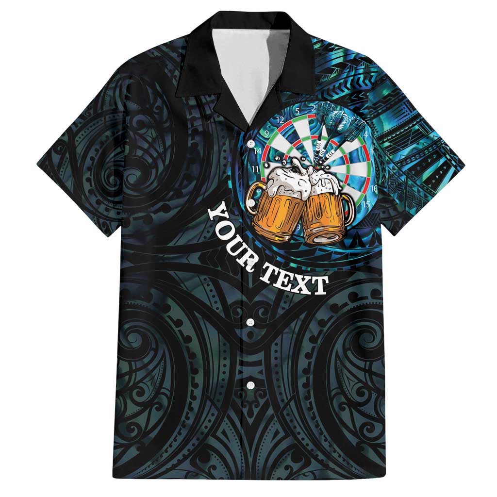 Personalized New Zealand Darts Beer Family Matching Off Shoulder Short Dress and Hawaiian Shirt Paua Shell Aotearoa Maori Tattoo - Polynesian Pride