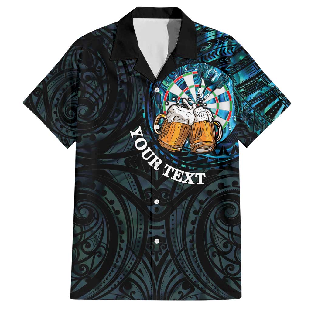Personalized New Zealand Darts Beer Family Matching Short Sleeve Bodycon Dress and Hawaiian Shirt Paua Shell Aotearoa Maori Tattoo - Polynesian Pride