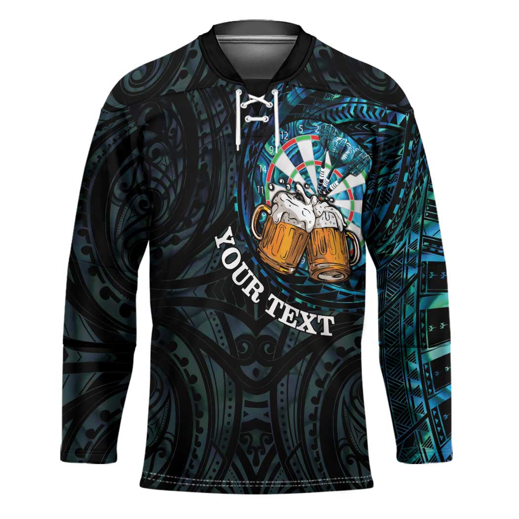 Personalized New Zealand Darts Beer Hockey Jersey Paua Shell Aotearoa Maori Tattoo - Polynesian Pride
