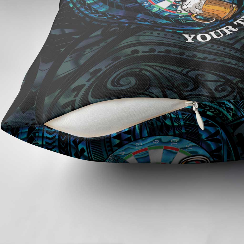 Personalized New Zealand Darts Beer Pillow Cover Paua Shell Aotearoa Maori Tattoo - Polynesian Pride