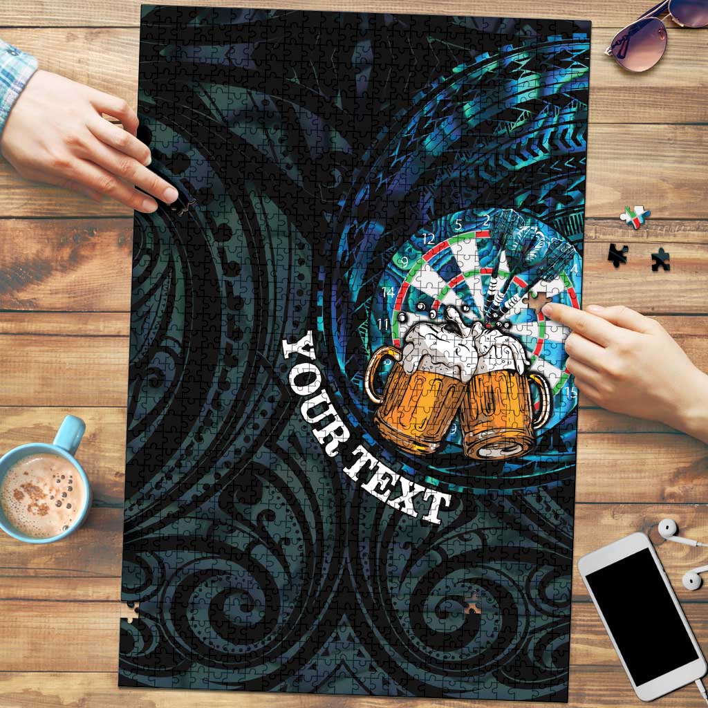 Personalized New Zealand Darts Beer Puzzle Paua Shell Aotearoa Maori Tattoo - Polynesian Pride