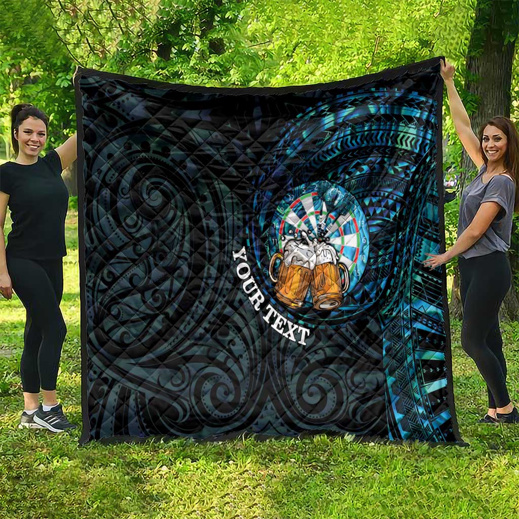Personalized New Zealand Darts Beer Quilt Paua Shell Aotearoa Maori Tattoo - Polynesian Pride