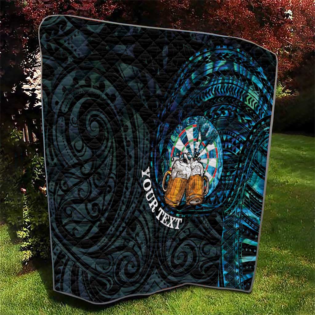 Personalized New Zealand Darts Beer Quilt Paua Shell Aotearoa Maori Tattoo - Polynesian Pride