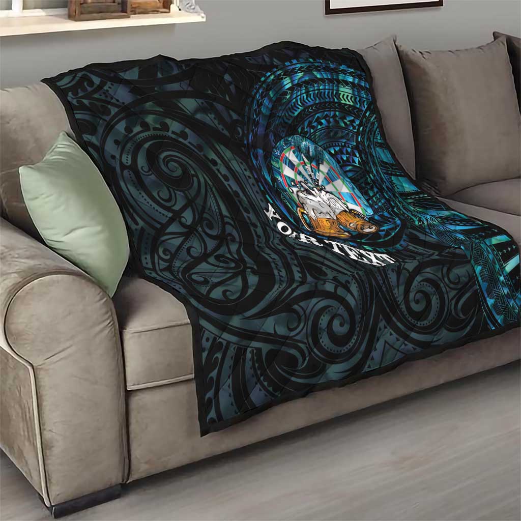 Personalized New Zealand Darts Beer Quilt Paua Shell Aotearoa Maori Tattoo - Polynesian Pride