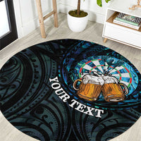 Personalized New Zealand Darts Beer Round Carpet Paua Shell Aotearoa Maori Tattoo - Polynesian Pride