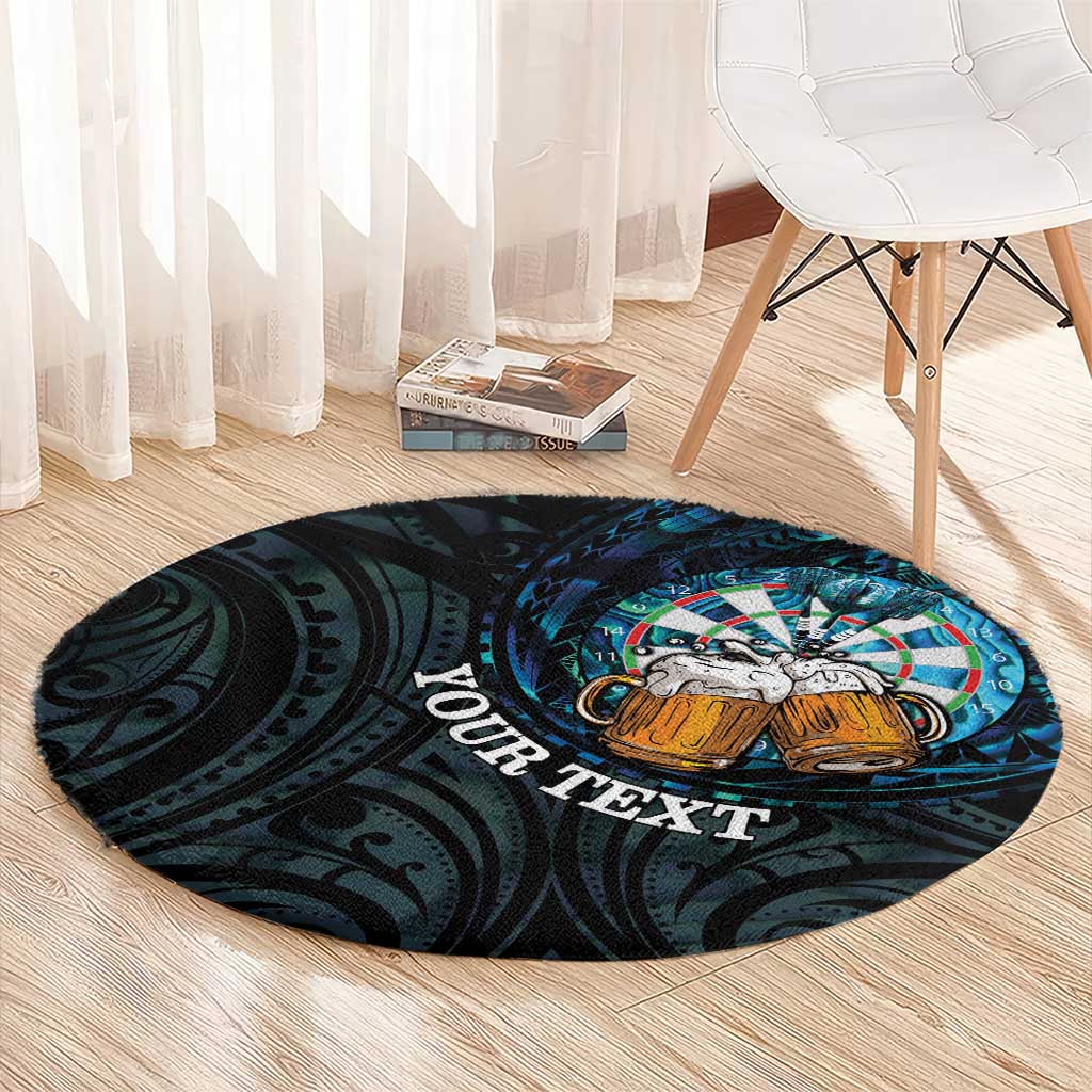 Personalized New Zealand Darts Beer Round Carpet Paua Shell Aotearoa Maori Tattoo - Polynesian Pride