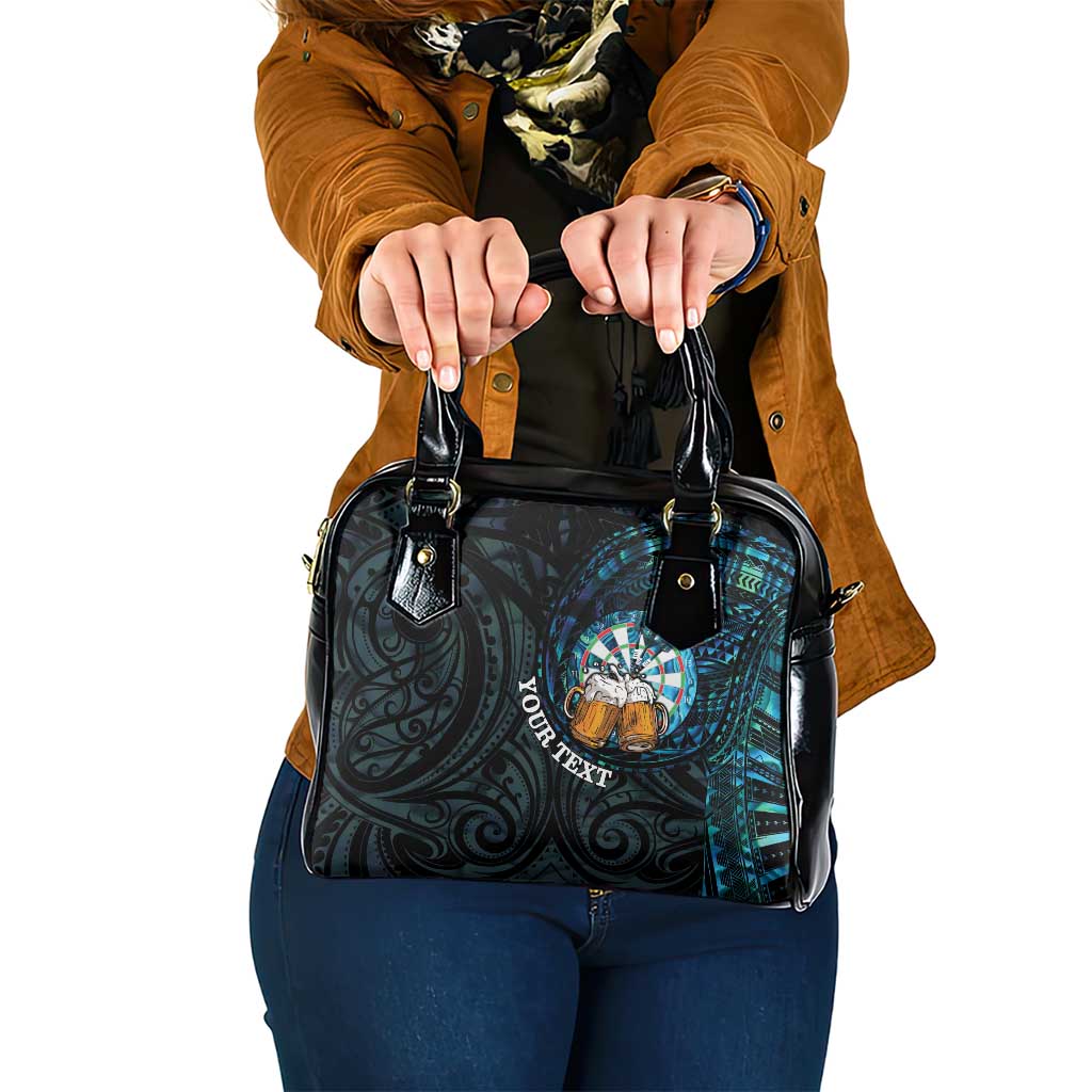 Personalized New Zealand Darts Beer Shoulder Handbag Paua Shell Aotearoa Maori Tattoo - Polynesian Pride