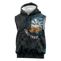 Personalized New Zealand Darts Beer Sleeveless Zip Hoodie Paua Shell Aotearoa Maori Tattoo - Polynesian Pride
