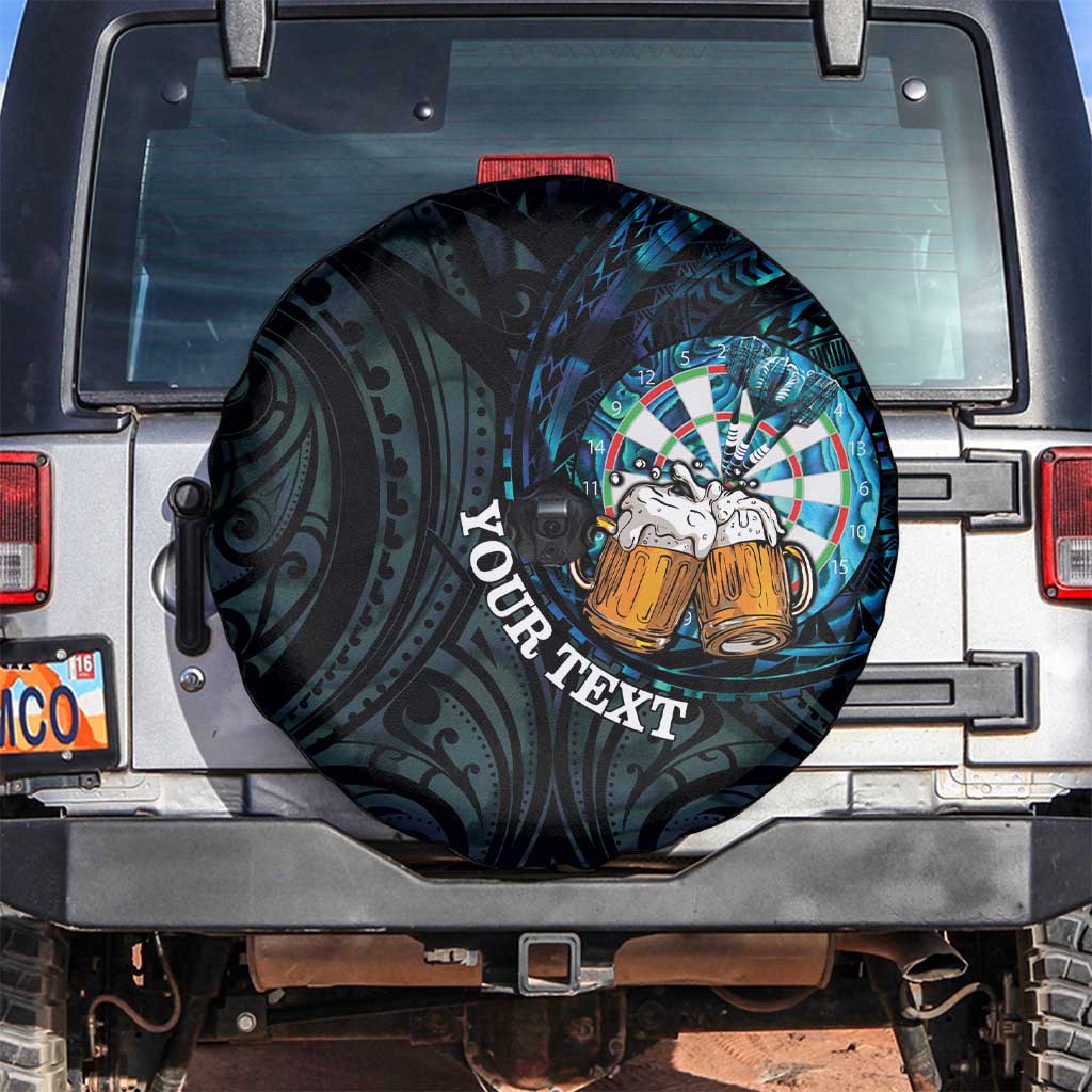 Personalized New Zealand Darts Beer Spare Tire Cover Paua Shell Aotearoa Maori Tattoo - Polynesian Pride