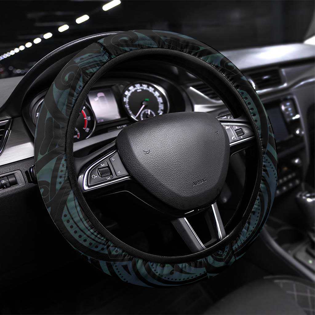 New Zealand Darts Beer Steering Wheel Cover Paua Shell Aotearoa Maori Tattoo LT14 Universal Fit Black - Polynesian Pride