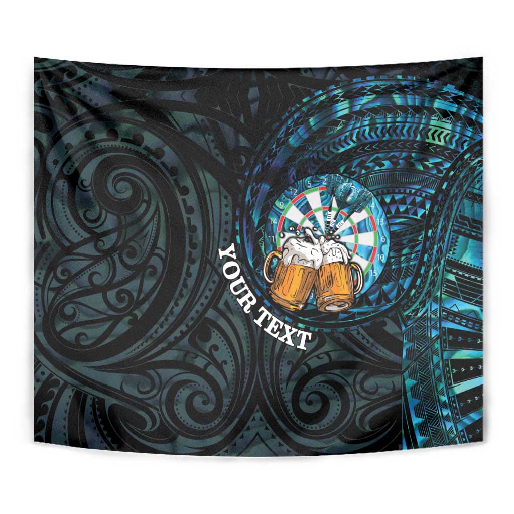 Personalized New Zealand Darts Beer Tapestry Paua Shell Aotearoa Maori Tattoo - Polynesian Pride