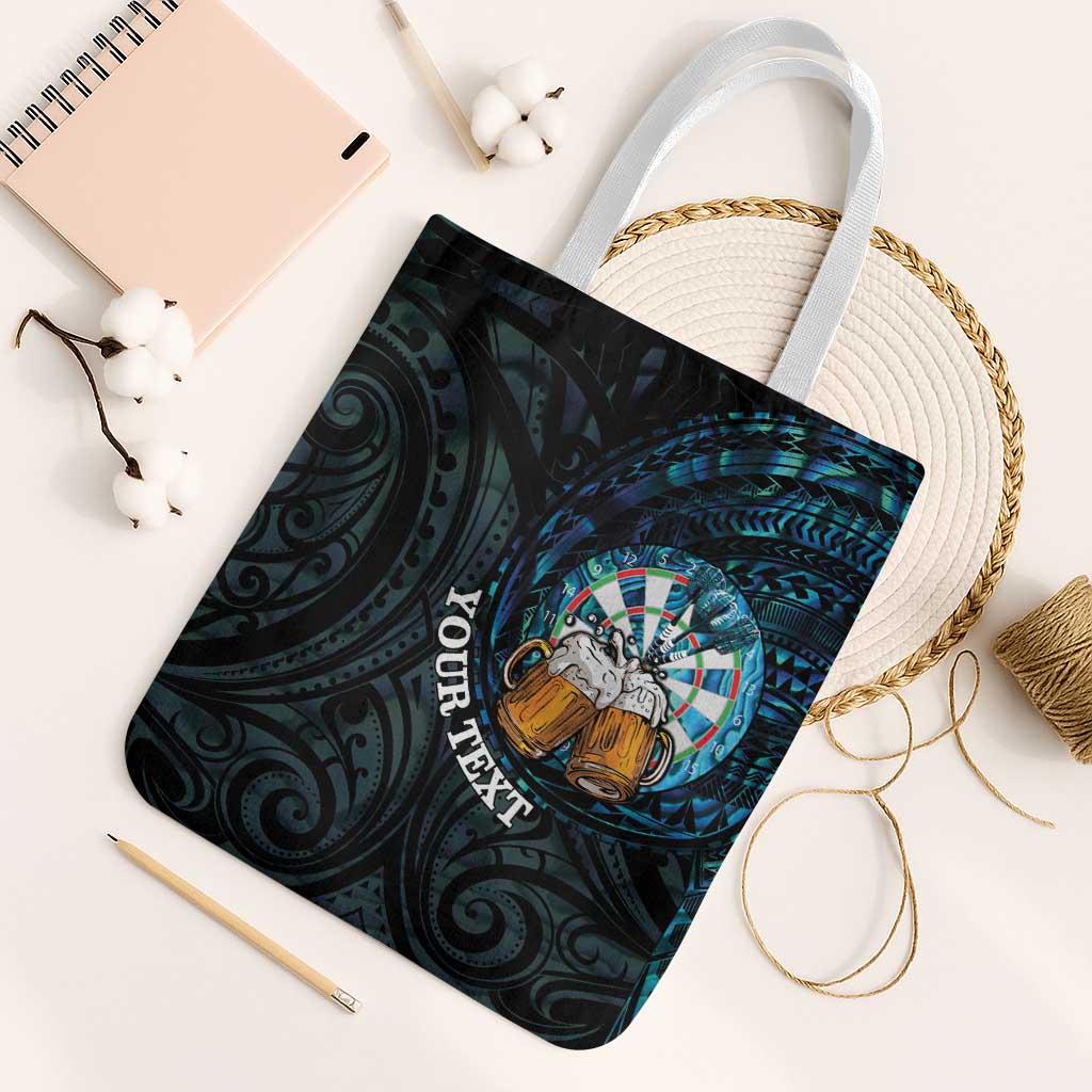 Personalized New Zealand Darts Beer Tote Bag Paua Shell Aotearoa Maori Tattoo - Polynesian Pride