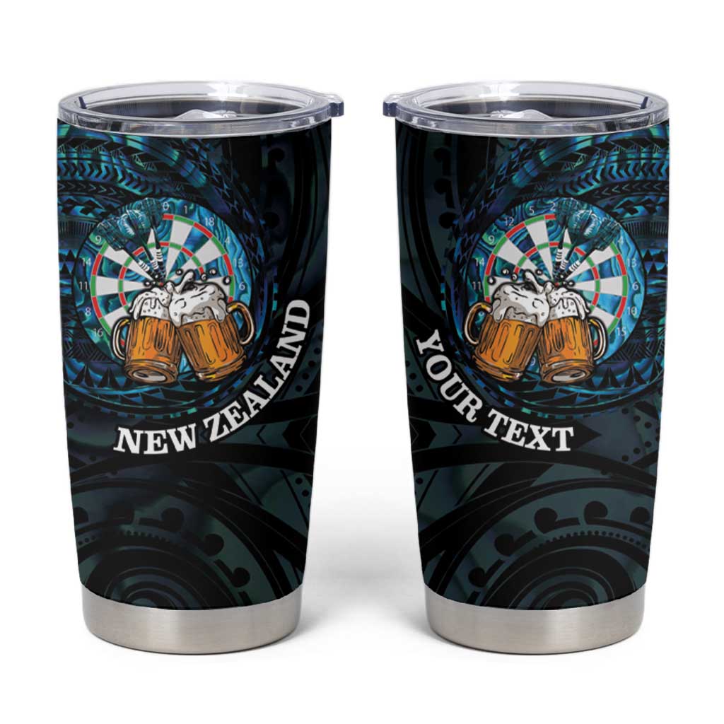 Personalized New Zealand Darts Beer Tumbler Cup Paua Shell Aotearoa Maori Tattoo - Polynesian Pride