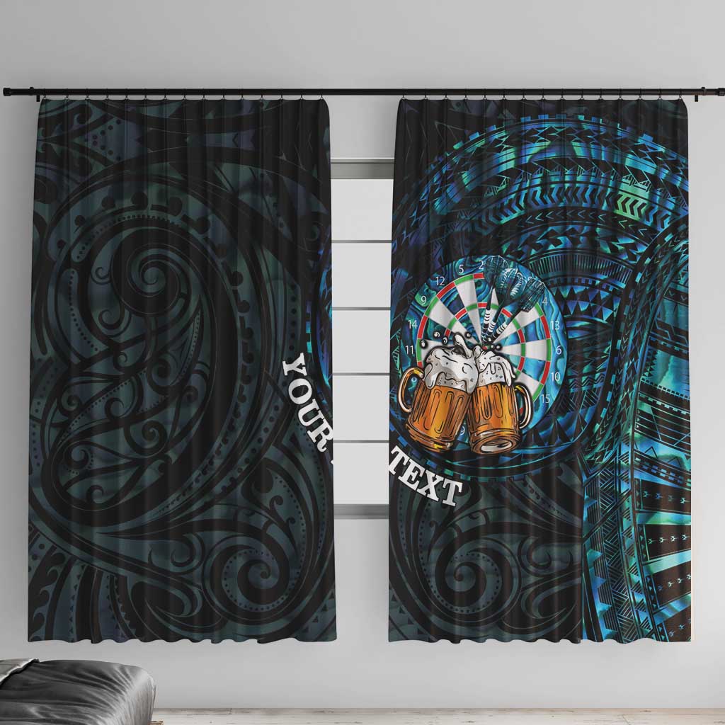 Personalized New Zealand Darts Beer Window Curtain Paua Shell Aotearoa Maori Tattoo - Polynesian Pride