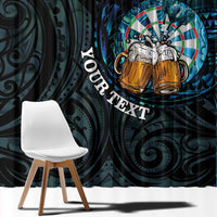 Personalized New Zealand Darts Beer Window Curtain Paua Shell Aotearoa Maori Tattoo - Polynesian Pride