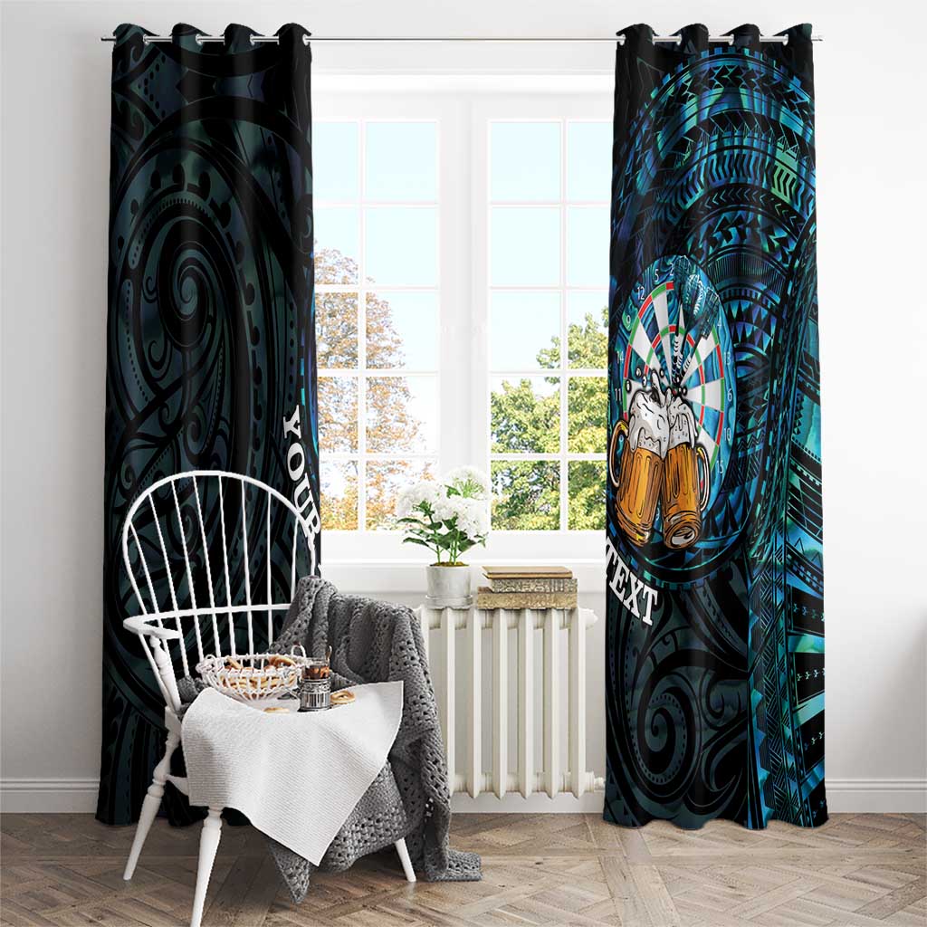 Personalized New Zealand Darts Beer Window Curtain Paua Shell Aotearoa Maori Tattoo - Polynesian Pride