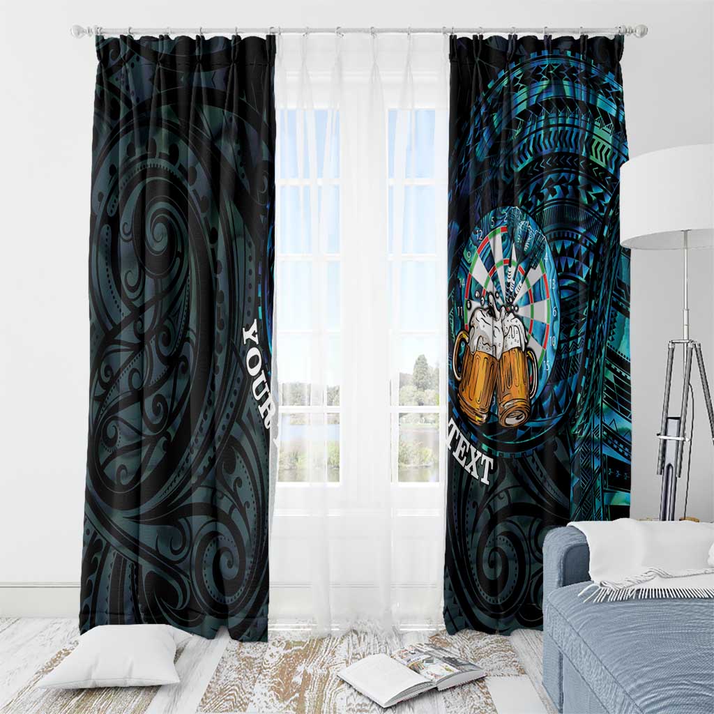 Personalized New Zealand Darts Beer Window Curtain Paua Shell Aotearoa Maori Tattoo - Polynesian Pride