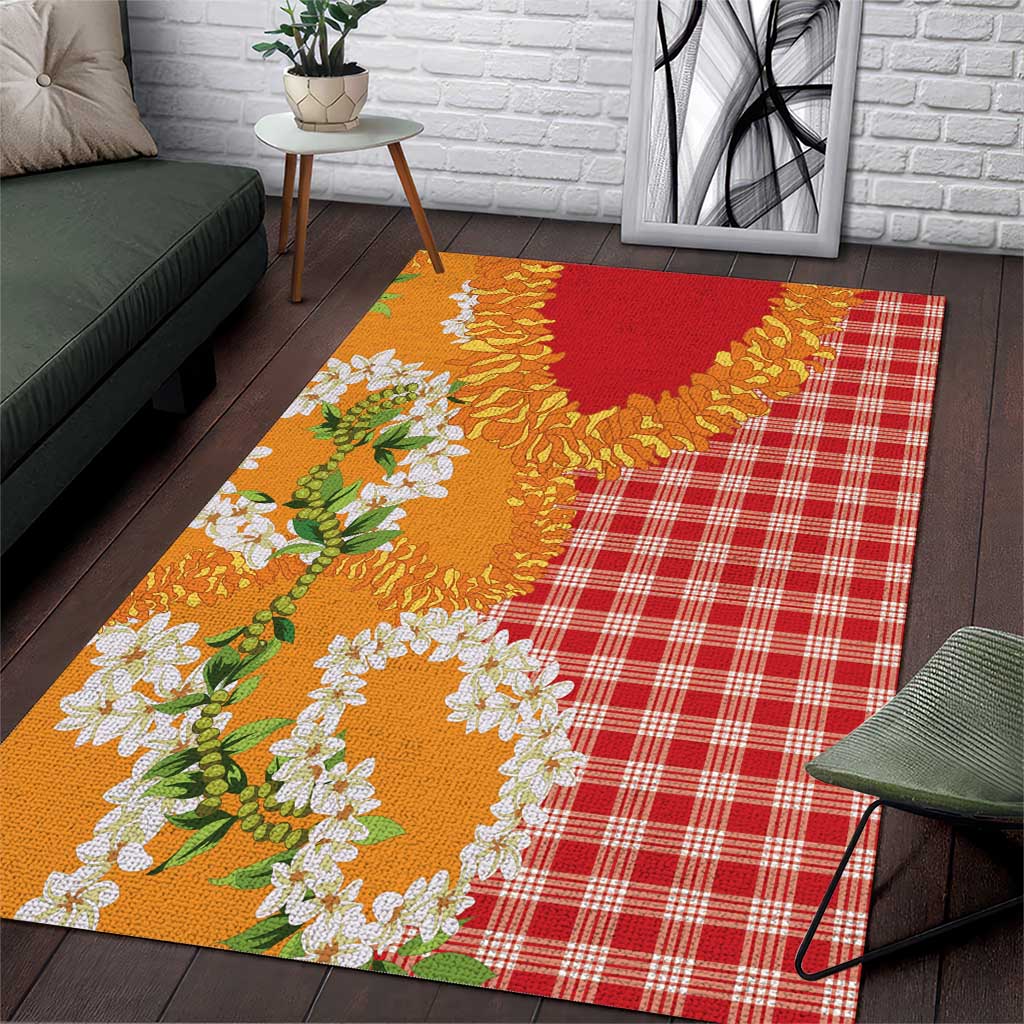 Prince Kuhio Aloha Hawaii Area Rug Plumeria Ilima Lei Palaka Motifs