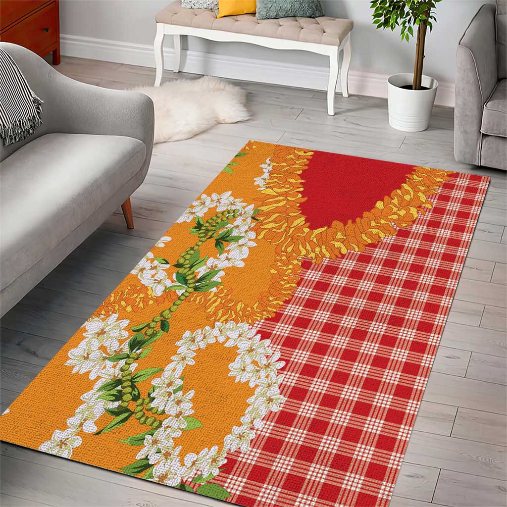 Prince Kuhio Aloha Hawaii Area Rug Plumeria Ilima Lei Palaka Motifs