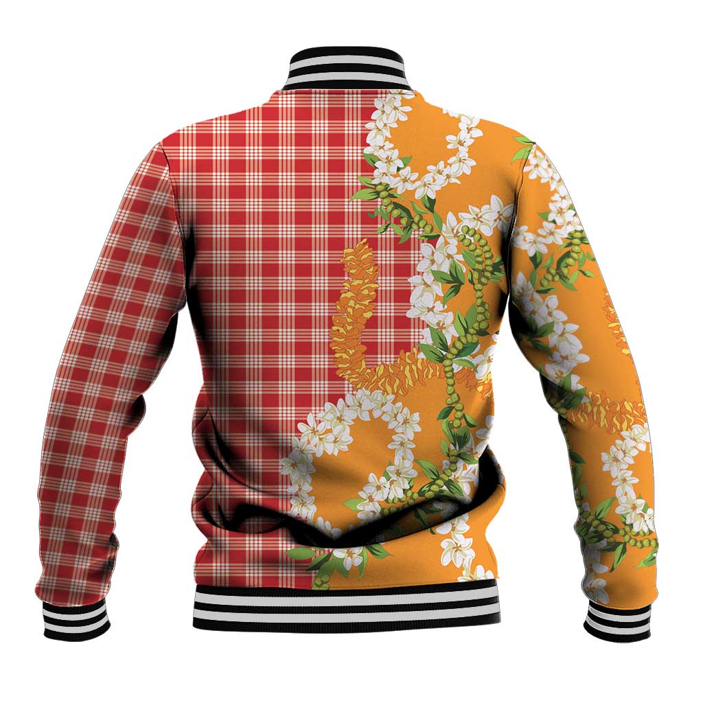 Prince Kuhio Aloha Hawaii Baseball Jacket Plumeria Ilima Lei Palaka Motifs