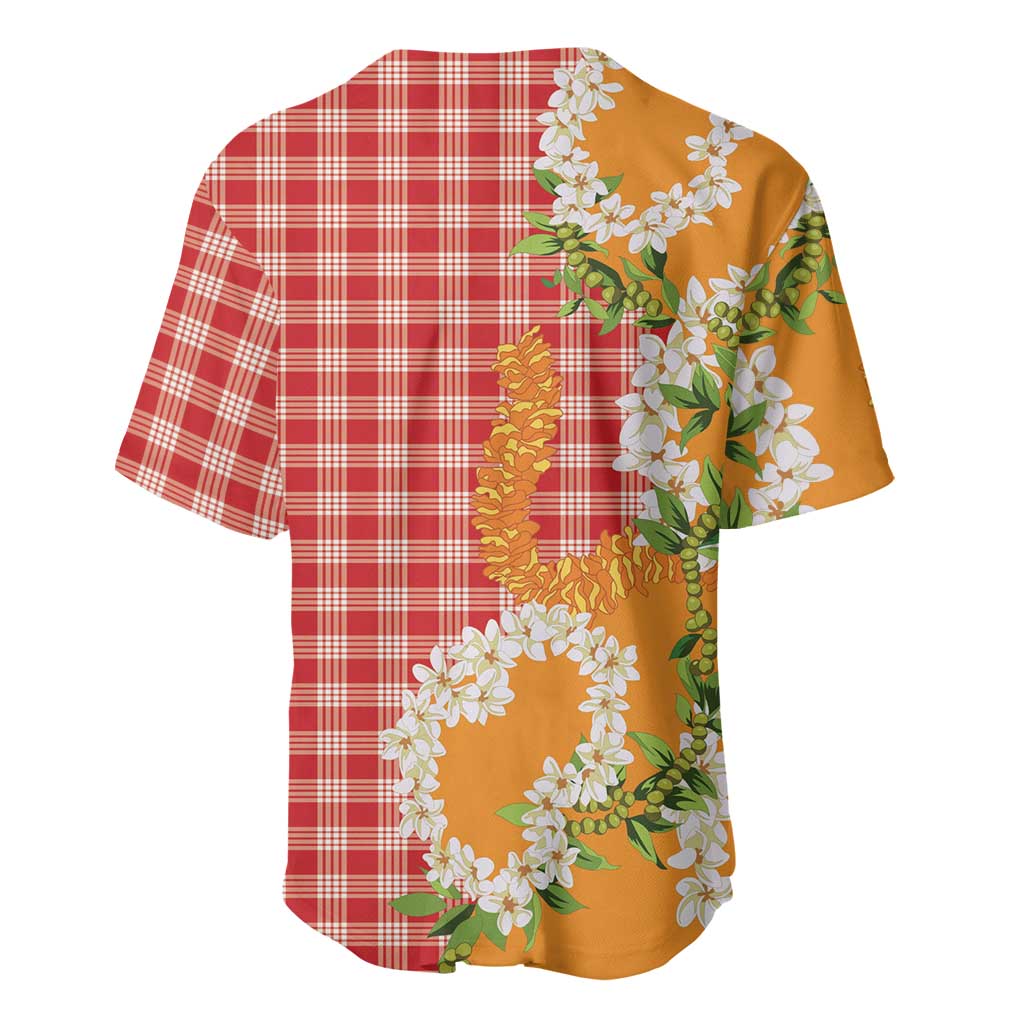 Prince Kuhio Aloha Hawaii Baseball Jersey Plumeria Ilima Lei Palaka Motifs