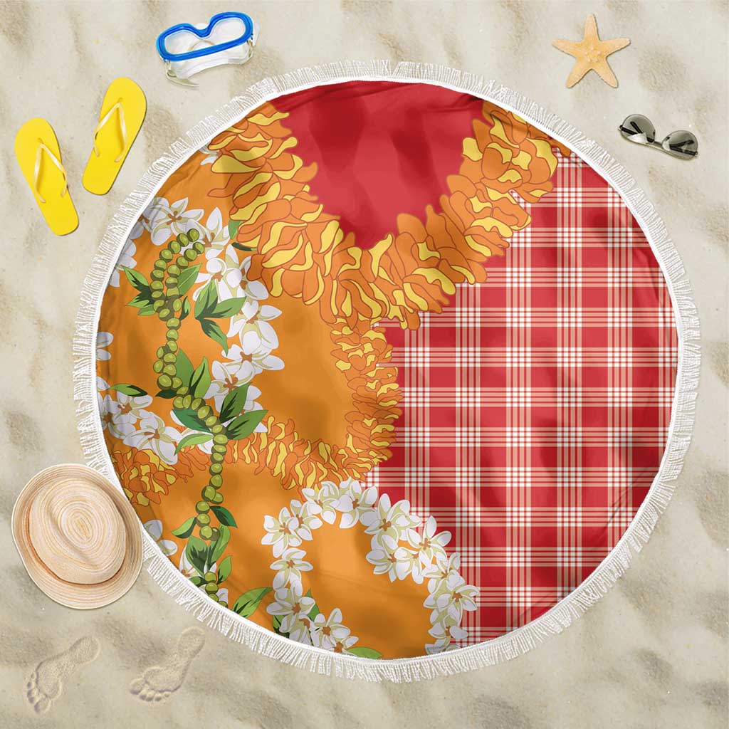 Prince Kuhio Aloha Hawaii Beach Blanket Plumeria Ilima Lei Palaka Motifs