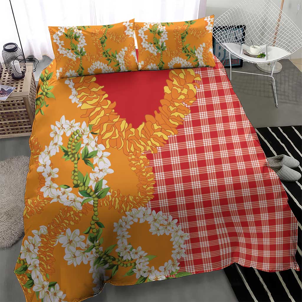 Prince Kuhio Aloha Hawaii Bedding Set Plumeria Ilima Lei Palaka Motifs