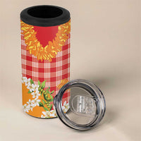 Prince Kuhio Aloha Hawaii 4 in 1 Can Cooler Tumbler Plumeria Ilima Lei Palaka Motifs LT14 - Polynesian Pride