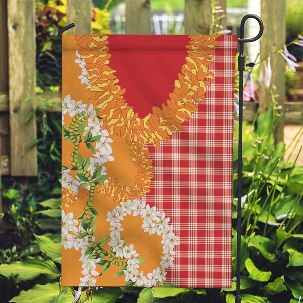 Prince Kuhio Aloha Hawaii Garden Flag Plumeria Ilima Lei Palaka Motifs LT14 Garden Flag Red - Polynesian Pride
